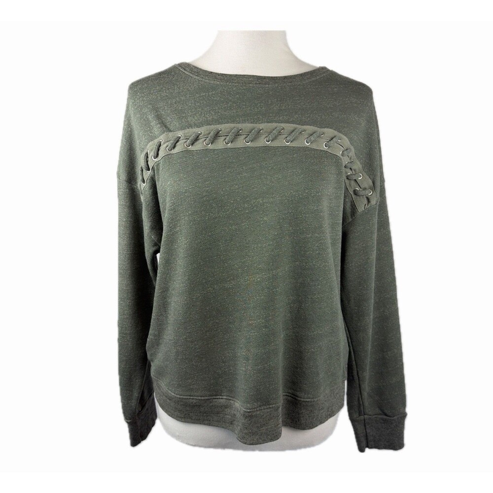 Sundry Lace Up Detail Marled Boxy Sweatshirt Size 1 or S Cozy Lounge Pullover
